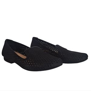 Me Too Yola Black Loafer Leather Suede Slip On Flat Perforated 7.5